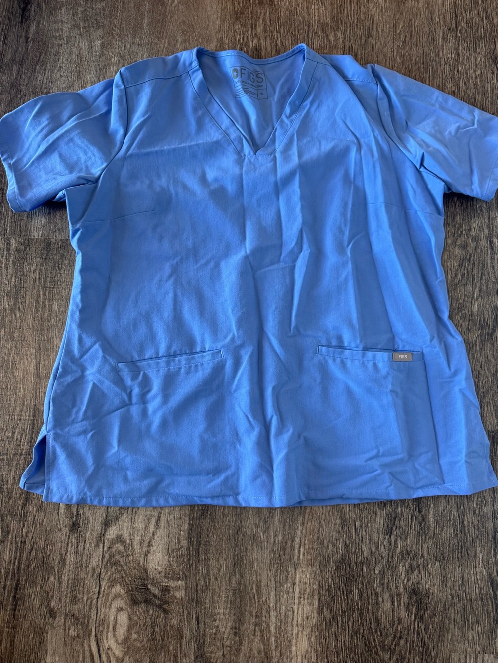 Figs Classic V-Neck Scrub Top in Sky Blue
